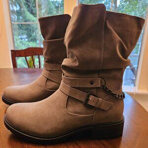 Grey booties with chain, size 13W, new